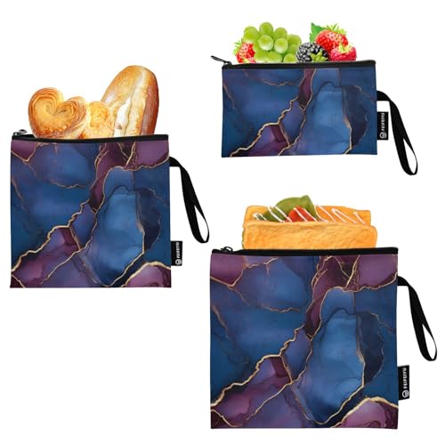 Bolsas Reutilizables para Bocadillos 3 Pzas Azul Marino y Borgoña miniatura 2