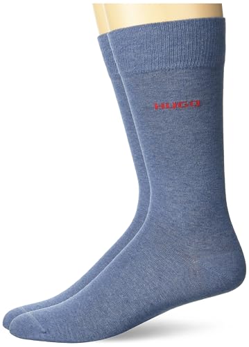 HUGO 2-pack Side Logo Solid Dress Socks, acai blue, 7-13 - Main Image
