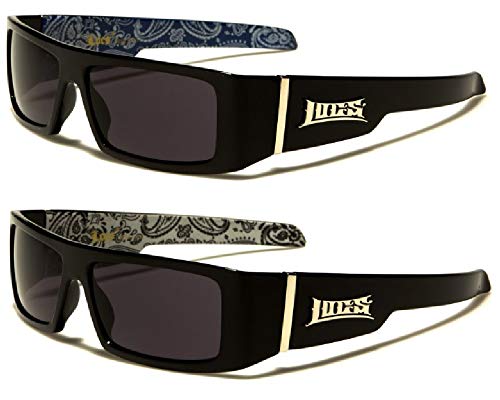 Locs Gangsta Sunglasses Various Combos 58 Style (2 Pack Blue Bandana and White Bandana)