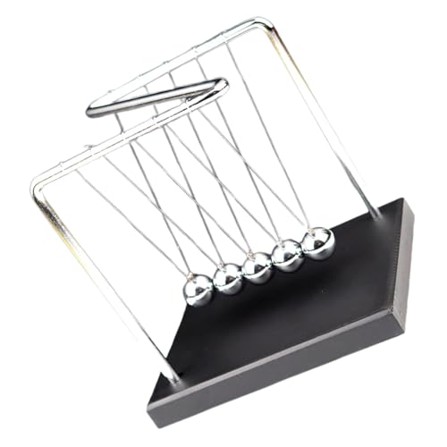 LIOOBO 字型実木台座と属製物理ボールの牛?? ニュー振り子 バランスボール 振動運動デスクトイ 科学学習用オフィスや勉強机の装飾品