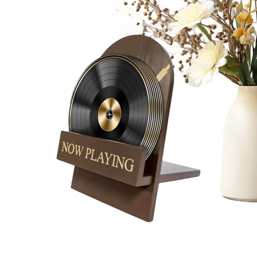 Portadischi retrò - Organizzatore di album in vinile, display musicale da tavolo | Espositore vintage per portaoggetti in vinile, decorativo per organizzare la conservazione di dischi fonograf