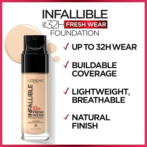 L'Oreal Paris Makeup Infallible Up to 32 Hour Fresh Wear Lightweight Foundation, 510 Hazelnut, 1 Fl Oz, Packaging May Vary - image 4