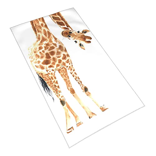 Qicenit Wild Animal Giraffe Hand Towel White Super Soft Plush Highly Absorbent For Bathroom 15.7X27.5In #TOP1