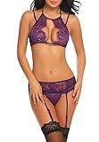 Paket Inhalt: 1 x Frauen Dessous set, 1 x g-string und 1 x Strumpfhalter, Wir wünschen Ihnen ein angenehmes Einkaufen !