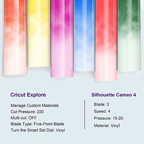 Teckwrap Cold Sensitive Color Changing Vinyl For Craft Cutter Adhesive Permanent Vinyl Sheets(Translucent To Blue, Red, Purple,Orange,Yellow,Green),12" X 12" 6 Sheets/Pack #TOP4