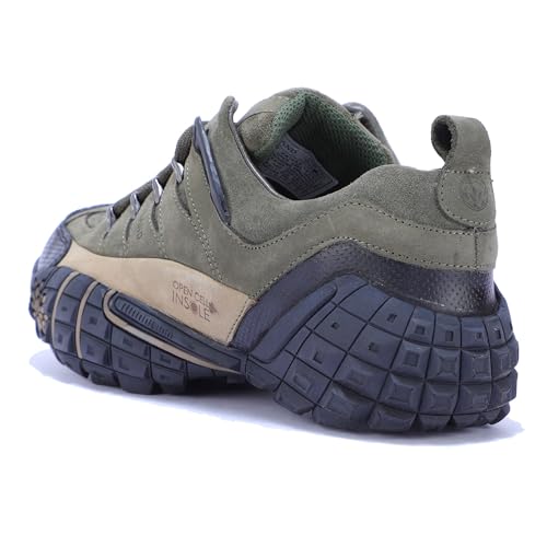 Woodland Men's Leather Sneaker Green OLIVE GREEN - Image 6