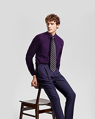 HISDERN Striped Wedding Tie Handkerchief Men's Necktie & Pocket Square Set