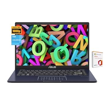 ASUS Laptop empresarial 2024, tela FHD de 14 polegadas, Intel Celeron N4500, 1 ano de Microsoft 365, 4 GB de RAM, 64 GB eMMC, Intel Graphics, Wi-Fi 5, Windows 11