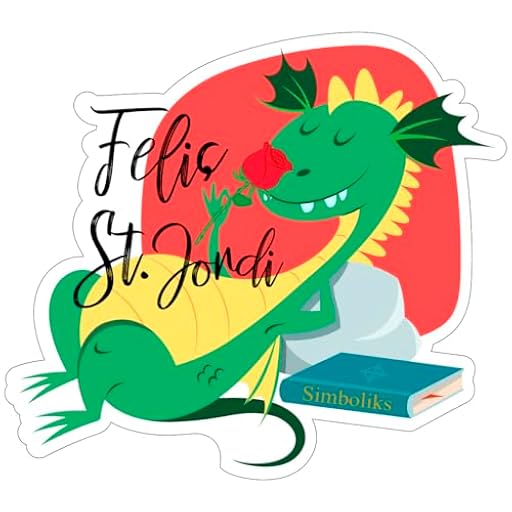 SIMBOLIKS Adhesivo Drac de Sant Jordi, Medida 9 x 8 cm. Pegatina Sant Jordi Vinilo Impermeable para Coche, Moto, Ventana. Fácil colocación, Diada de Catalunya, Dragón, Adhesiu Dia del Llibre | Ya disponible en tu tienda friki favorita! En mundofriki.es!