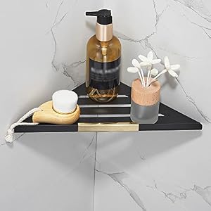 TXGJWRA Bathroom Shower Caddy Corner Shelf Floating Shelves Wall Mounted Organizer Rack for Cosmetics and Shampoo Black and
