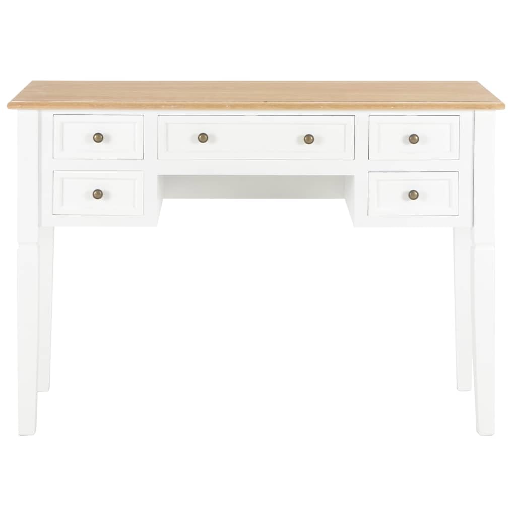 Mesa de Escritorio 109,5x45x77,5 cm Madera Blanco con 5 Cajones