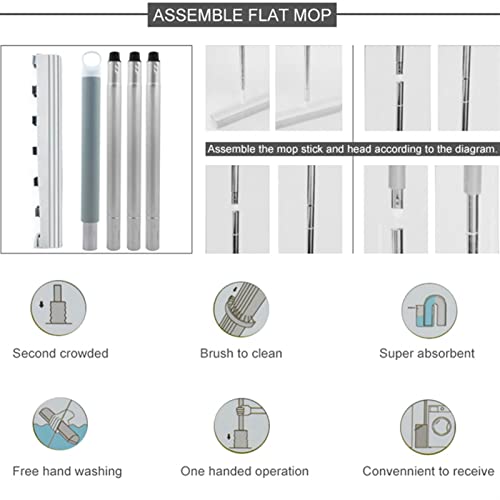 Wischmopp/Flacher Bodenwischer, handfreier Schwammwischer mit Eimer-Set, Starke Wasseraufnahme, Schwamm, Flacher Wischmopp für Zuhause, Küche, Boden, Lazy Mops, Haushaltsreinigungswerkzeug, – Bild 5