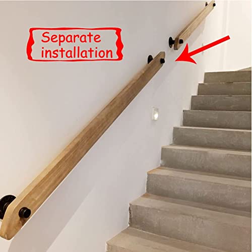 Rampe d'escalier en bois massif antidérapante avec tige de support murale robuste