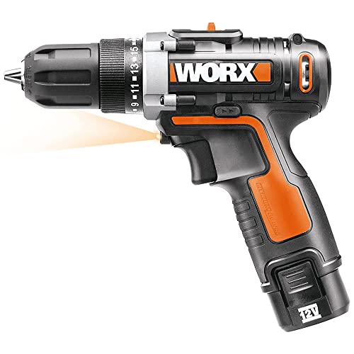 WORX WX128 Akkuschrauber 12V – Akkubohrschrauber Set zum Bohren und Schrauben – 2-Gang-Getriebe bis zu 25Nm – mit LED-Licht – Must-Have für Haushalt & Arbeit – mit Akku, Ladegerät & Koffer – Bild 3