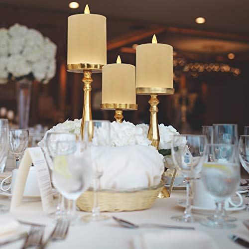 smtyle Flameless Candles for Fireplace Candelabra or Desk Decor Flickering with Moving Flame Wick Bright Pillar Candle with Remote Control Timer Battery Operated Ivory Flat Top 3