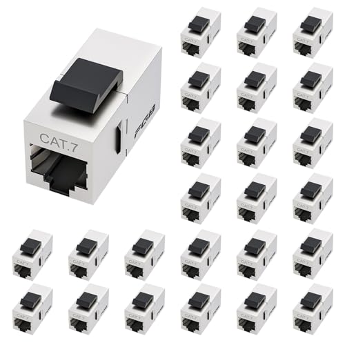 FGB 10Gbps Cat7 Keystone Module RJ45 blindé Keystone femelle réseau panneau de brassage Keystone Ethernet coupleur réseau connecteur réseau (25 pièces, argenté)