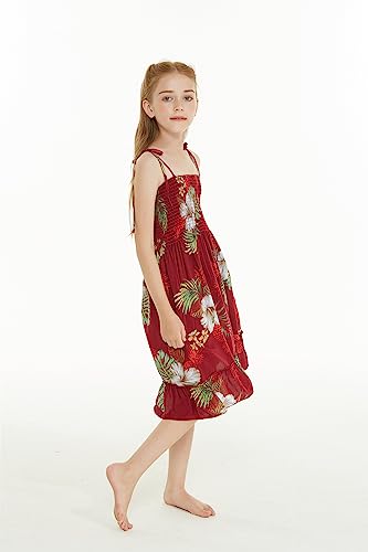 Image of Matchable Family Hawaiian Luau Men Women Girl Boy Clothes in Pineapple Garden Burgundy