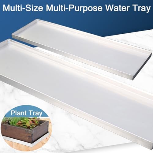 Heavy Duty Stainless Steel Plant Saucer & Germination Trays for Indoor/Outdoor Pots, No Drainage Holes, 51x12x2cm (20.1x4.7x0.8in) - Durable Planting Solution