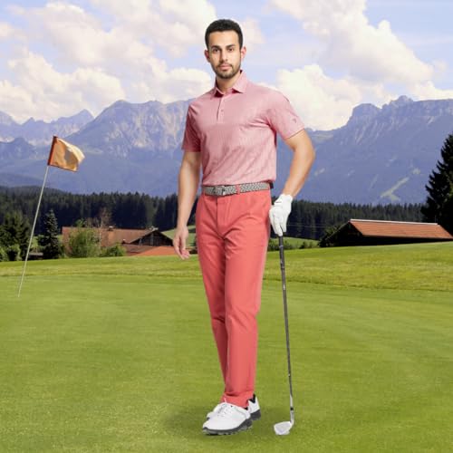 M MAELREG Golf Shirts for Men Dry fit Sports Jacquard Lightweight Performance Texture Short Sleeve Collared Polo Shirts2