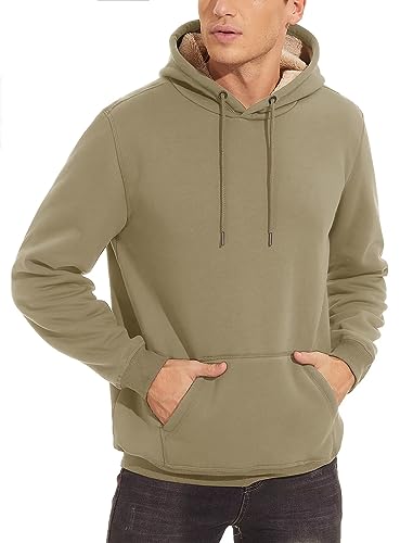 TACVASEN Men's Pullover Hoodie Thick Sherpa Lined Kangaroo Pocket Winter Windproof Warm Fleece Hoodie Athletic Sweatshirts2