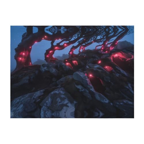 POEZJZW Manta de franela con diseño de árbol creciendo en roca, 50 x 40 pulgadas, para sofá, cama, noche de cine, campamento y viajes