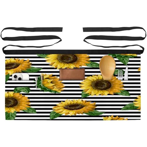 Lot de 3 tabliers courts de chef à motif tournesol et rayures