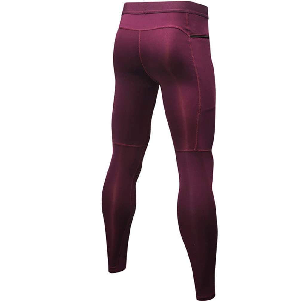 Pantalons de Compression de Running Collant Homme Legging de Sport avec Poche Zippée