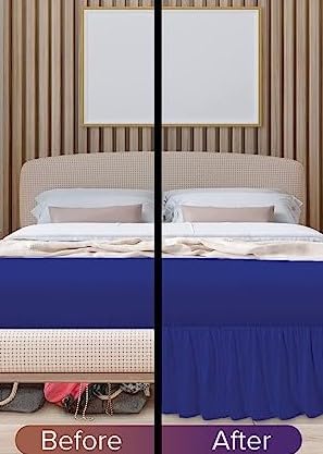 British Home Bedding - Luxury Valance Fitted Sheets - Plain Percale Quality Bed Sheet (Royal, King) - Image 3