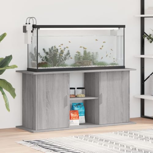 Gecheer Aquariumständer Grau Sonoma 121x41x58 cm Holzwerkstoff Aquarium Unterschrank Aquarienschrank