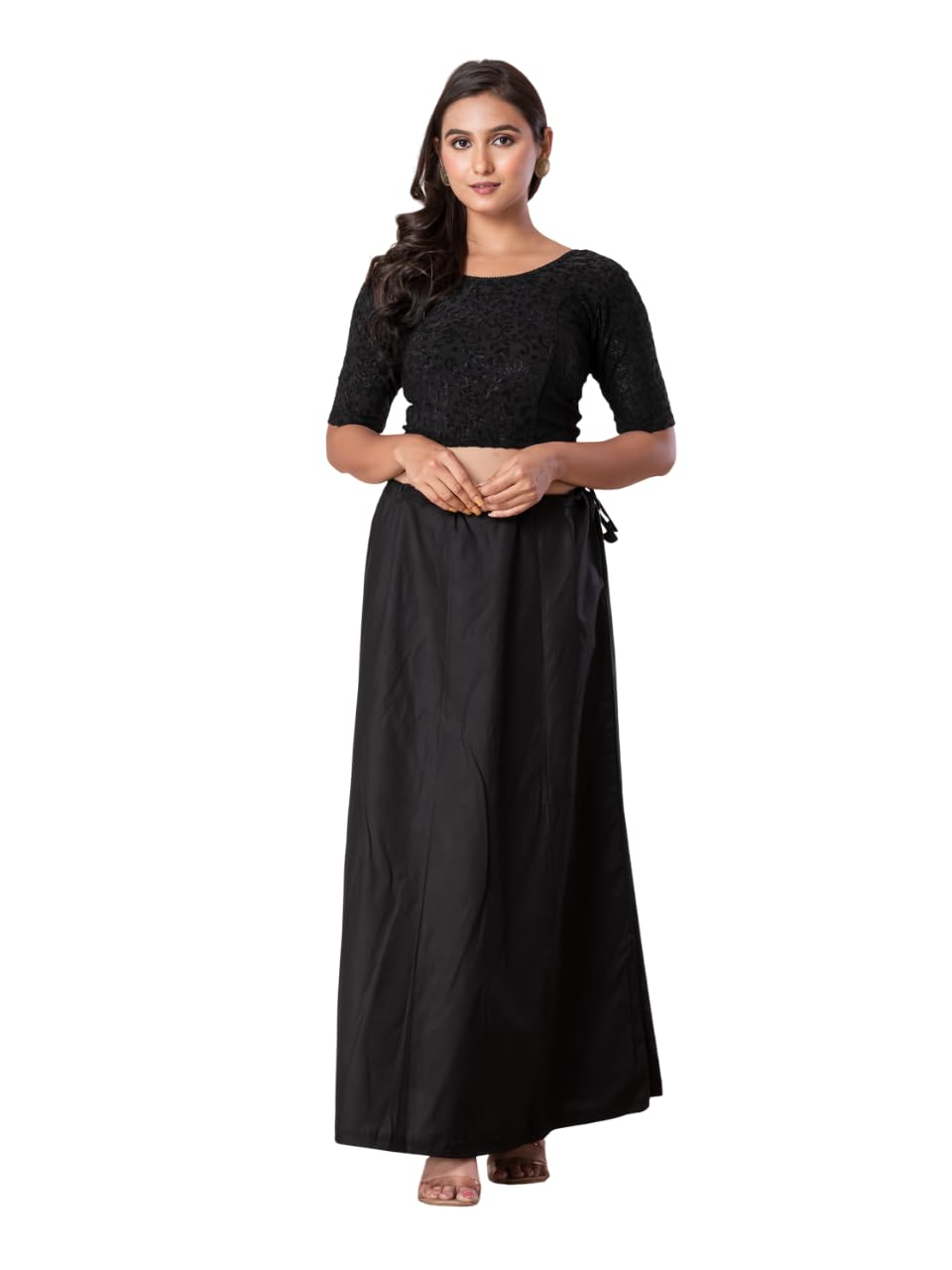 aangi Women's Full-Length Cotton Blend Petticoat for Saree | Soft & Breathable Fabric | Adjustable Drawstring Waist Inner Skirt-picture-44