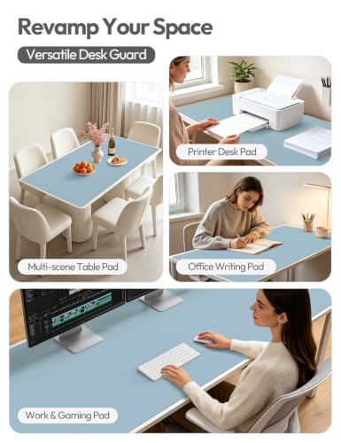 Image of YSAGi Leather Desk Protector, Office Mat, Large Mouse Mat, Non-Slip PU Leather Blotter, Laptop Pad, Waterproof Writing Pad for Office and Home (Ice Blue, 47.2 inch x 23.6 inch)