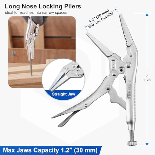 Image of MAXPOWER 3 Pieces Locking Pliers Set, 6 inch Long Nose, 7 inch Offset Locks Plier and 10 inch Wide Open Locking Pliers