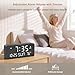 DreamSky Portable Radio and Wooden Alarm Clock with Date and Day of Week