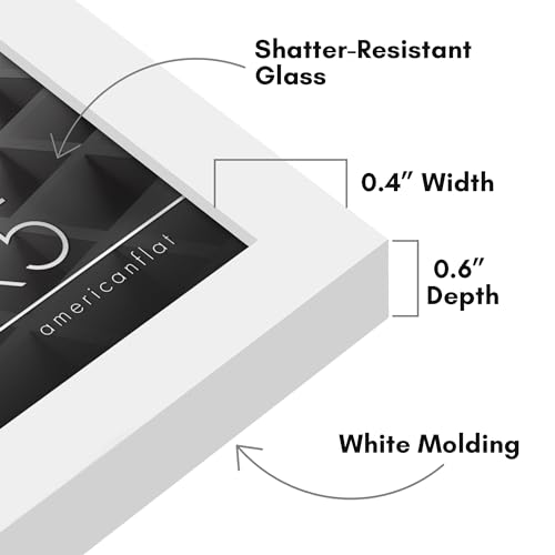 Americanflat 3x5 Picture Frame with Shatter-Resistant Glass - Streamline Collection - Thin Border Photo Frame for Tabletop Display - Easel Stand Included - White