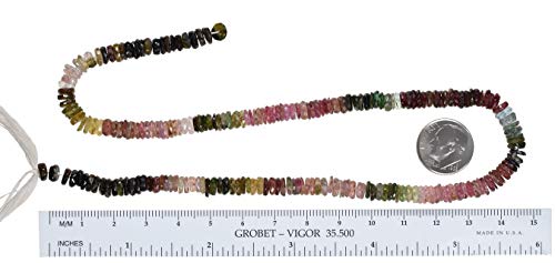 Tourmaline 5Mm Facet Heishi Multi-Color Natural Genuine 13.5" #TOP4