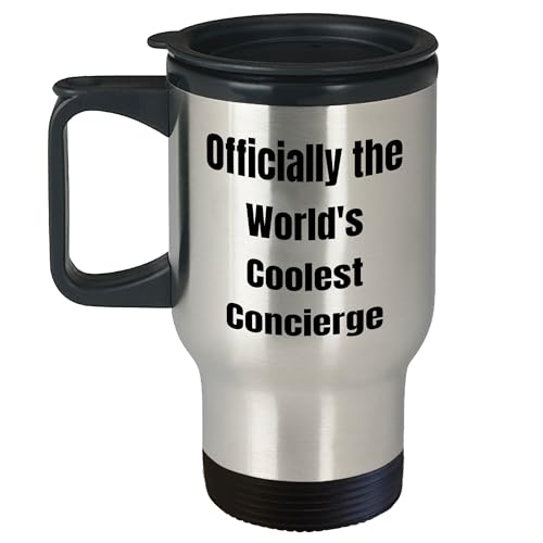 Generic The World's Coolest Concierge: Exclusive Travel Mug for Dad's Special Day - Gifts for the Ultimate Lifestyle Concierge - Funny Quote for Father's Day Unique Gifts, 14oz, Silver