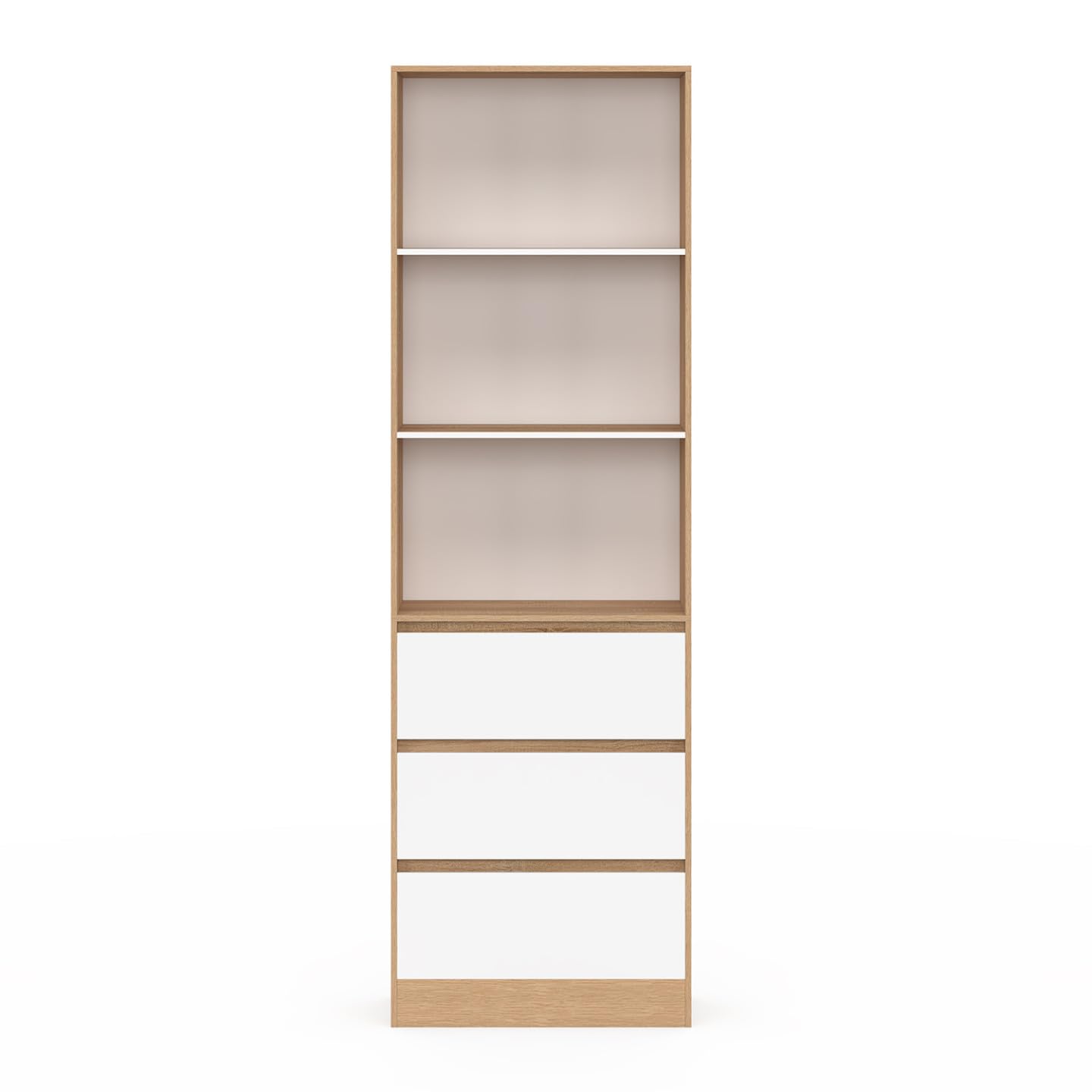 IDMarket - Etagère bibliothèque Carla 3 Niveaux 3 tiroirs Blanc et Effet Bois 190 cm
