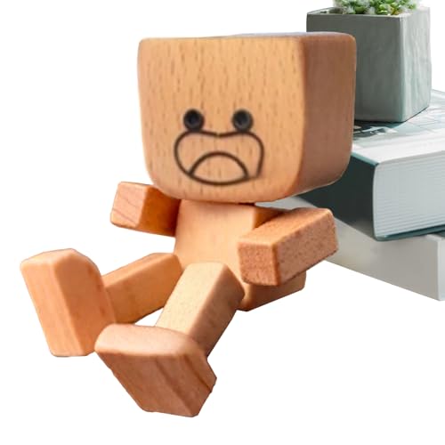 Figura de hombre de madera temblando - Doll de tablero hecho a mano, estatua de consola de coche | Adorno decorativo para interiores de automóviles, juguete de cabeza bobble único para scoot