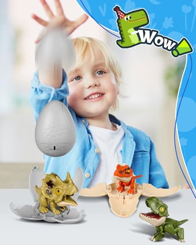 Image of 3 Pack Jumbo Dinosaur Eggs - Drop to Hatching Dinosaur Eggs Toys Birthday Gifts for Boys 3 4 5 6 7 8, Christmas Kids Gifts for Grandkids, Easter Basket Stuffer