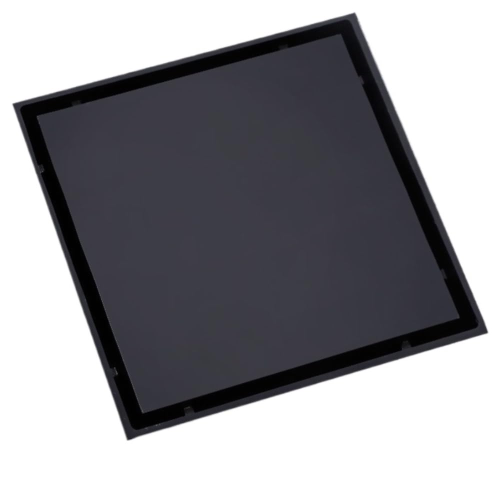 Scarico a Pavimento Quadrato in Acciaio Inossidabile, Doccia | Nucleo di sospensione magnetico, guarnizione profonda 120 mm, grande flusso, inserto(Black)