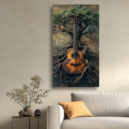 Décoration rustique en bois Arbre à guitares pour salon et studio
