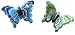 Linpeng Lampwork Glass Pendant/Swirl Design Butterfly/Millefiori Murano Chunky Pendant/Green & Blue 38x60mm/2 Pcs Set