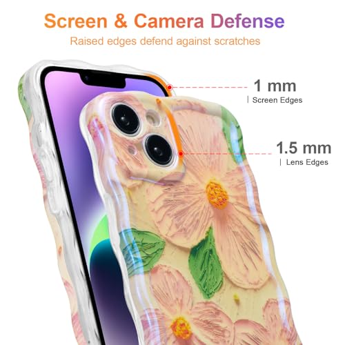 Coque iPhone 14 fleurs rétro EYZUTAK étui TPU rose vert - 4