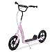 HOMCOM Patinete Scooter 2 Ruedas 12 Pulgadas Monopatín para Niños y Adultos Manillar Ajustable con Freno y Caballete Carga 100kg 120x52x80-88cm Acero