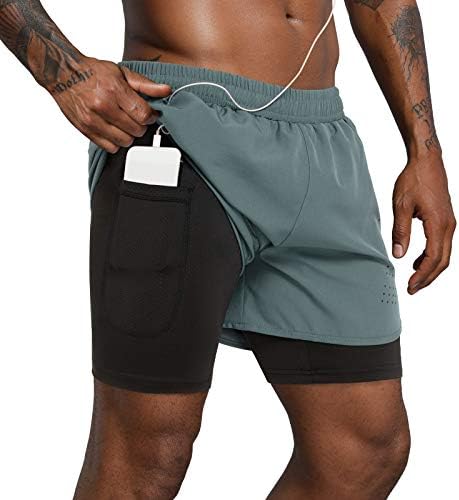 Lulucleaf Running Shorts for Men with Liner Mens 2 in 1 Workout Athletic Yoga Shorts (Arona Blue, M)