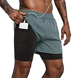 Lulucleaf Running Shorts for Men with Liner Mens 2 in 1 Workout Athletic Yoga Shorts (Arona Blue, M)