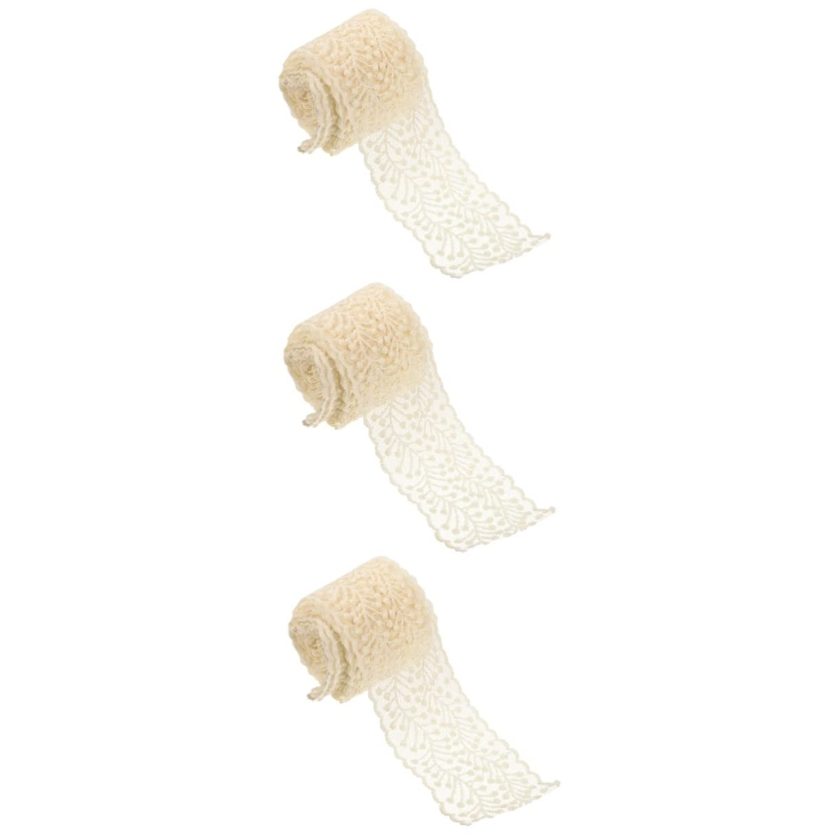 3rollos Encaje De Flores De Lazo Para Manualidades Ribete De Encaje Para Accesorios De Pelo De Para y Diseño De Ropa
