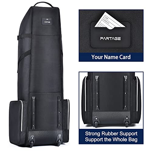 Partage Golf Travel Bag With Wheels,Golf Travel Case For Airlines, 600D Heavy Duty Oxford -Black #TOP5