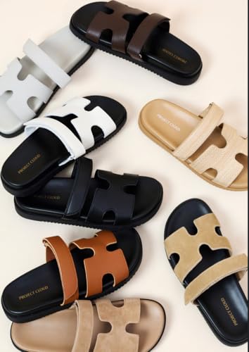 Image of Project Cloud 100% Genuine Leather Sandals for Women Footwear - Stylish Womens Sandals with Plush & Soft Insole - Non-Slip and Water-Resistant Beach Sandals Slides for Women (Mayvy)