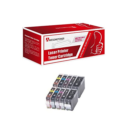 Awesometoner 10 Pack compatible Ink PGI-5BK, CLI-8BK, CLI-8C, CLI-8M, CLI-8Y Inkjet Cartridge for Canon PIXMA MP-500, MP-530, MP-830 MP-950 MP-960 MP-970 MX-850, PIXMA iP4200, iP4500, iP5200